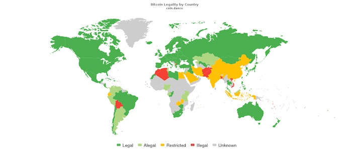 карта легальности криптовалют